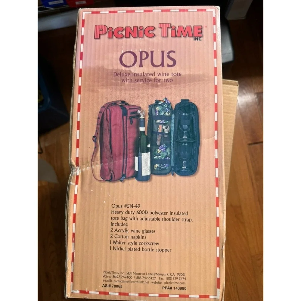 Picnic Time OPUS Deluxe Insulated Wine Tote Service for TWO 514-49 NEW Green